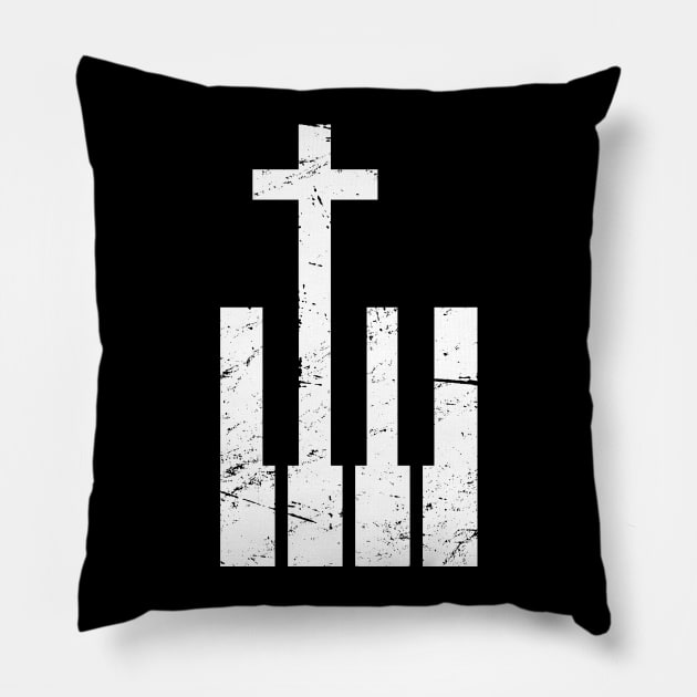 Christian Cross And Piano Keys Pillow by MeatMan