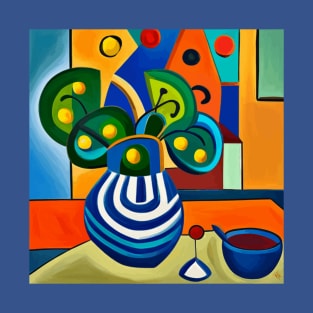 Abstract Flowers After Picasso in a Blue and White Vase T-Shirt