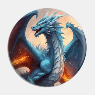 Fire and Ice Fantasy Snow Dragon Creature Pin