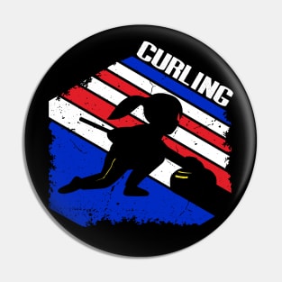 Vintage Curling Player Women for her - Curling for Girls Pin