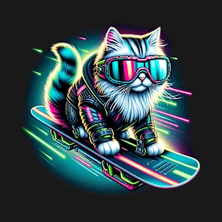 Snowboard Cyberpunk Cat T-Shirt