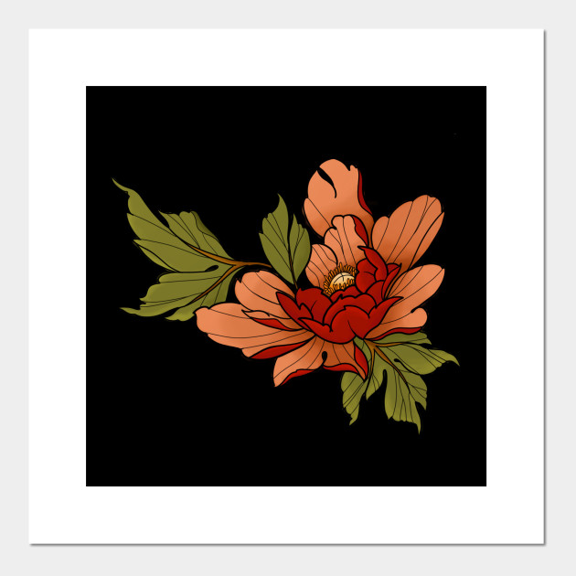 Neo Traditional Japanese Flower Tattoo Art Posters And Art