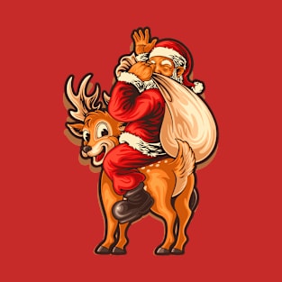 Santa Riding Deer T-Shirt