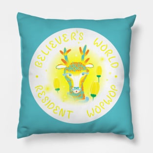 No Texture With Text Pure Bright Colors Version - Believer's World Resident Wopwop 2 Pillow