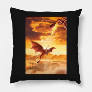 Golden Dragon Fight Pillow