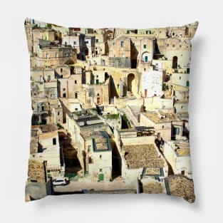 View from above at the streets of Matera Pillow