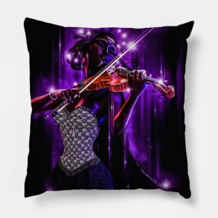 Toon black woman playing violin Pillow