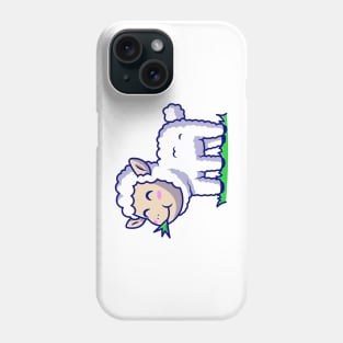 Cute Sheep Eating Grass Cartoon Vector Icon Illustration Phone Case