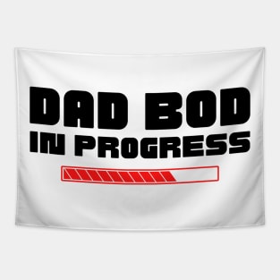 Dad Bod In Progress. Funny Father's Day, Father Figure Design. Black and Red Tapestry