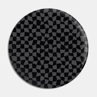 Warped Checkerboard, Black and Grey Pin