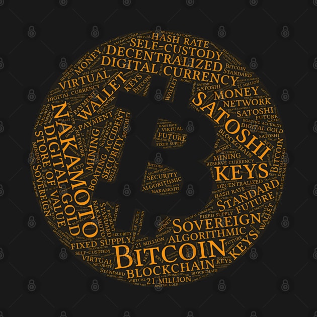 Bitcoin Wordcloud for Darker Backgrounds by WYL - Words You Love
