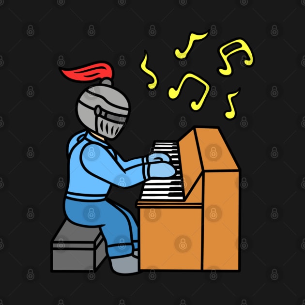 Cute cartoon knight playing piano by Andrew Hau