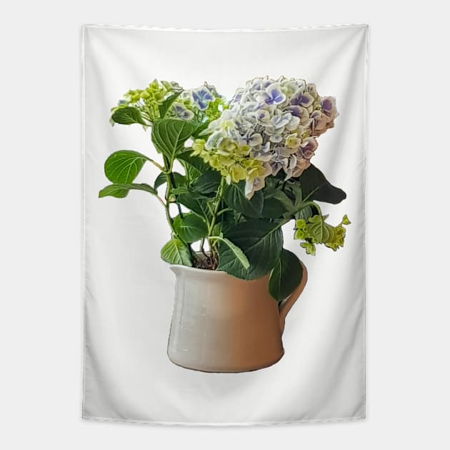 Blue Hydrangea Plant Tapestry by ellenhenryart