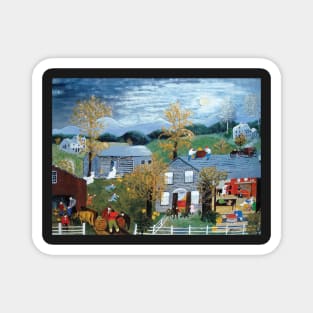 halloween scenes grandma moses Magnet