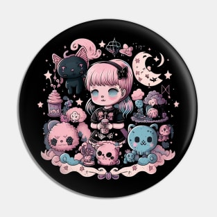 Cute Girl And Beers Goth Spooky For Little Anime Girls Lovers Pin