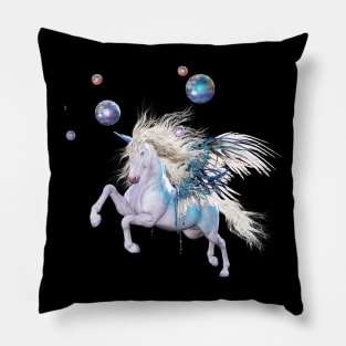 Wonderful unicorn in a fantasy winter landscape Pillow