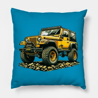 Offroad yellow Jeep Pillow