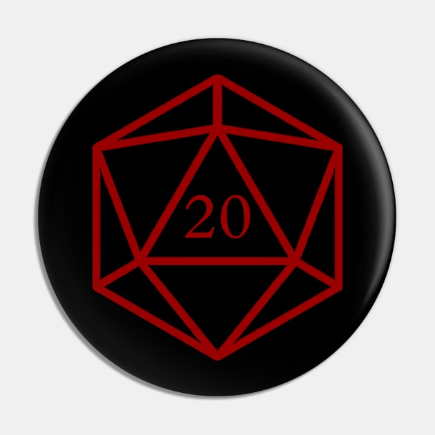 Simplistic Red D20 Crit Pin by Kerillian