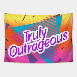 80's Throwback Truly Outrageous Neon Yellow, Orange, Pink Ombre Tapestry