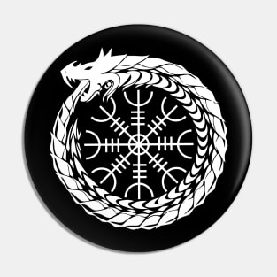 Ouroboros with the Helm of Awe (white symbol) Pin
