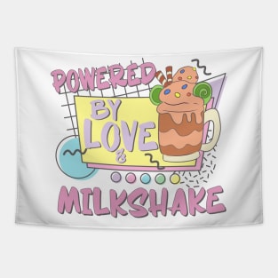 Powered By Love Milkshake Retro 80s 90s Who Loves Milkshakes For Matching Couples Tapestry