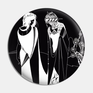 Salome and her mother (white on black) Pin