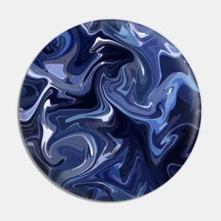 Delft Blue Silk Marble - Blue and White Liquid Paint Pattern Pin