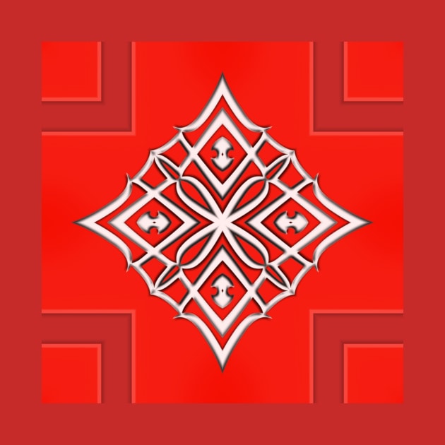 Bright Red Kaleidoscope Pattern (Seamless) 21 by Swabcraft