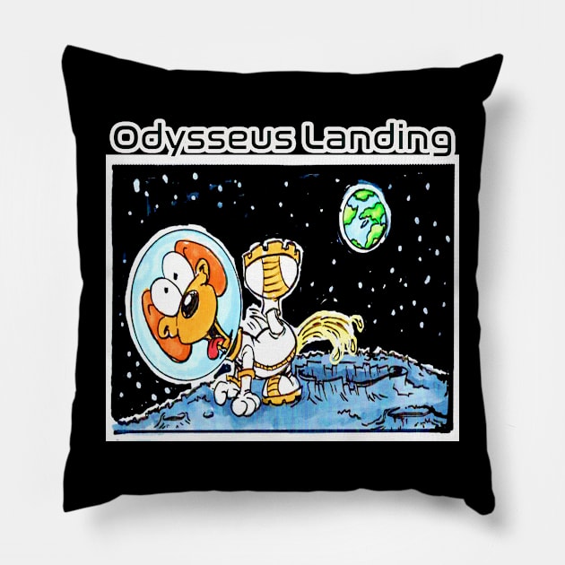 odysseus landing difficulty Pillow by Biomek