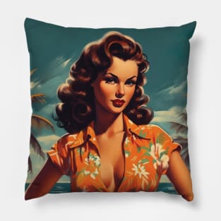 Girl on Miami Beach, Poster Pillow