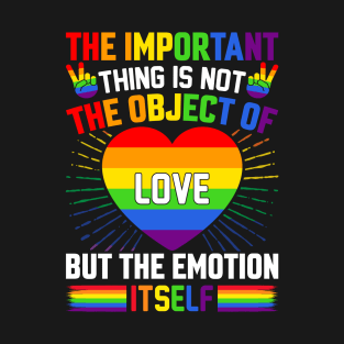 The Important Thing Is Not the Object of Love but the Emotion Itself Pride LGBTQ T-Shirt