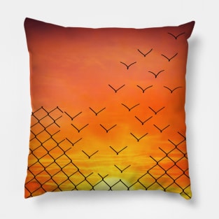 sunset birds escape Pillow