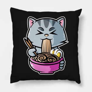 Cat Ramen Bowl Kawaii Neko Anime Japanese Noodles product Pillow