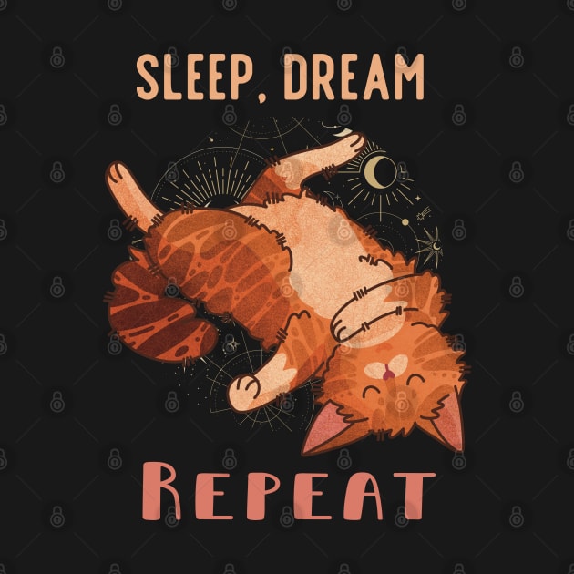 Sleep, Dream, Repeat - Red lazy Cat by Feline Emporium