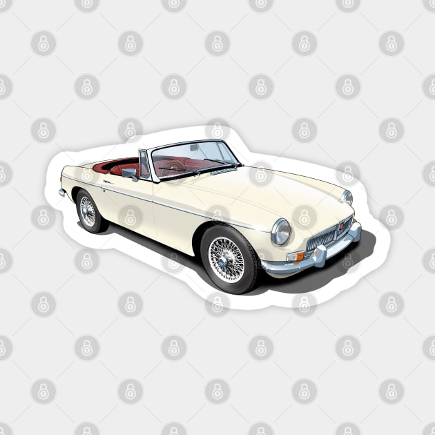 MGB Roadster in old english white Magnet by candcretro