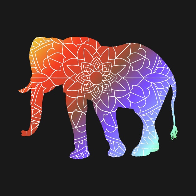 Mandala Elephant Rainbow Silhouette by Dreamer