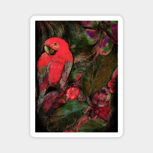 BRIGHT TROPICAL PARROT DECO POSTER ART PRINT PALM EXOTIC DESIGN Magnet