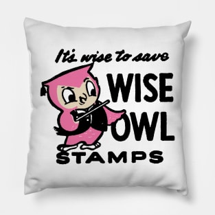 Vintage Wise Owl Retro Stamp Pillow