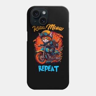 Ride,Meaw Repeat Cat riding bike funny Phone Case
