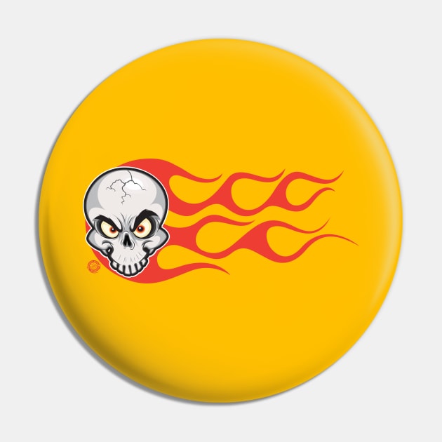 Flaming Side Skull Pin by Goin Ape Studios