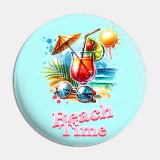 Summer time, Beach Time, Sun, Beach, Cocktail Pin