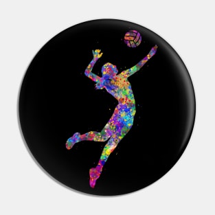 Volleyball player girl watercolor art Pin