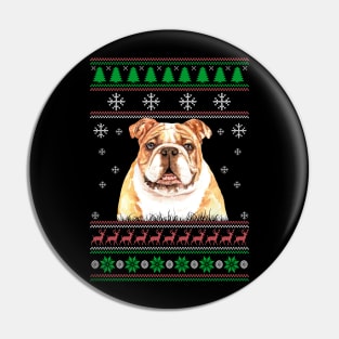 Bulldog Ugly Christmas Sweater Funny Dog Lover Owner Gifts Pin