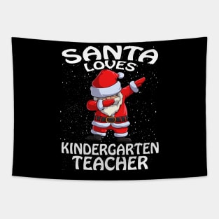 Santa Loves Kindergarten Teacher Christmas Tapestry