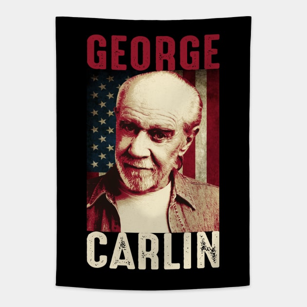George Carlin American Flag Tapestry by mia_me
