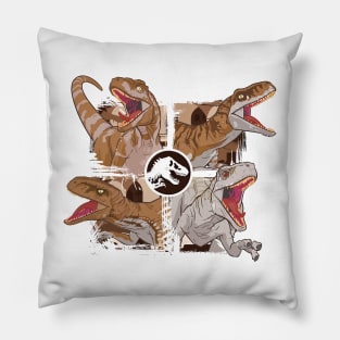 Prehistoric Fury: Velociraptor Roars Pillow