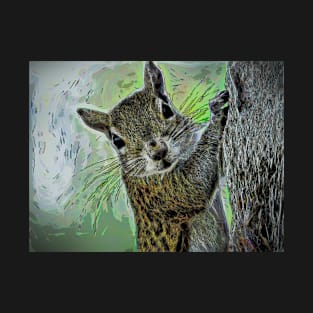 Staring Squirrel Digital Art T-Shirt