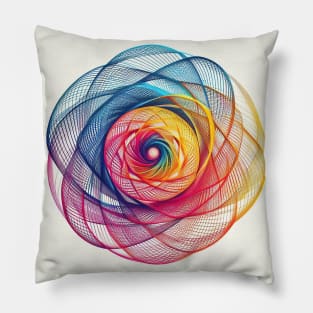 Psychedelic looking abstract illustration spirograph swirls Pillow