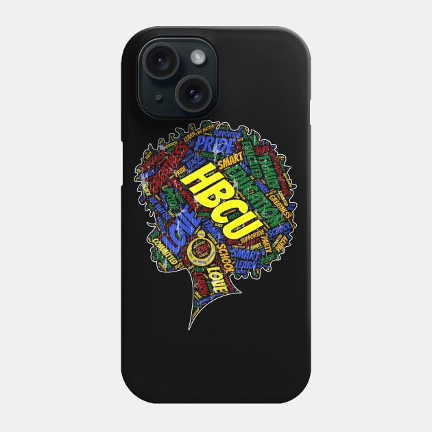 HBCU Grad Words in Afro Phone Case by blackartmattersshop