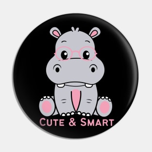 Cute and Smart Cookie Sweet little hippopotamus in pink glasses cute baby outfit Pin